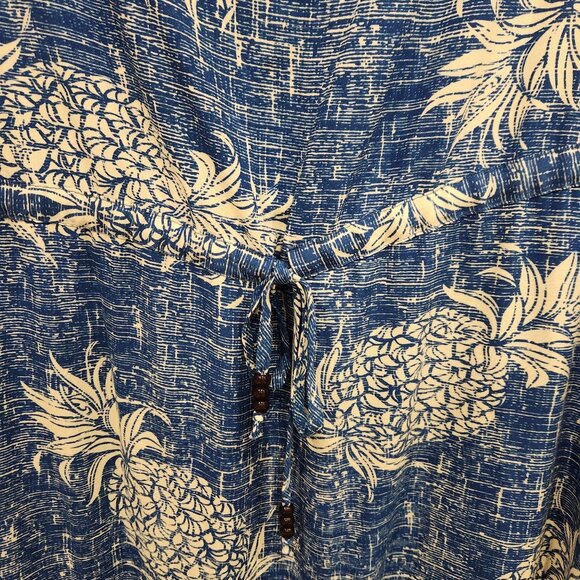 Palmwave Hawaii Blue Pineapple Print Dress V-Neckline Drawstring Waist Womens XL - Picture 7 of 7
